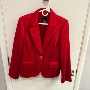 Women’s Sutton Studio red dinner jacket with rhinestone button closure. Size 12